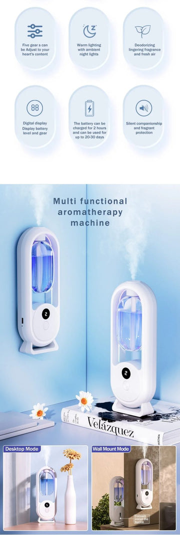 Rechargeable 5-mode Aromatic Diffuser β Timed Essential Oil Air Freshener For Bedroom, Living Room & Bathroom 50ml
