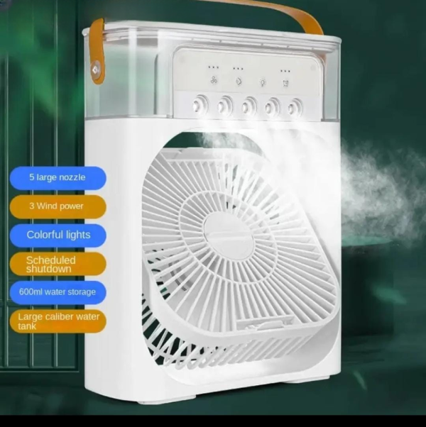 Portable Air Conditioner Fan Usb Electric Fan With Led Night Light, Fine Mist Water, And Humidifier Function | Led Night Light Water Mist – Random Color 10 Inch